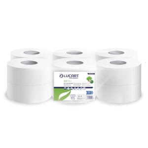 Lucart Eco 153J Mini Jumbo 2 Ply Toilet Paper Rolls Case of 12 Rolls 80mm Core # 812350