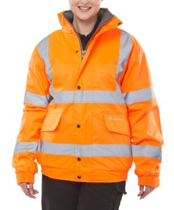 Hi-vis Fleece Lined Bomber Jacket Orange # CBJFLOR