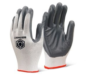 Nitrile Palm Coated Polyester Gloves Grey # EC7NG