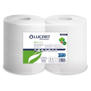 Lucart Eco 330J Maxi Jumbo 2 Ply Toilet Paper Rolls Case of 6 Rolls 60mm Core # 812377