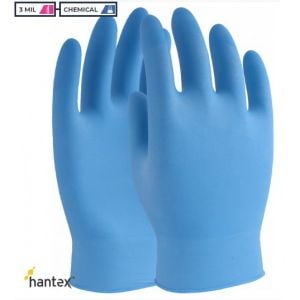 Hantex Nova Blue Nitrile Disposable Gloves 3mil Powderfree # BLUE